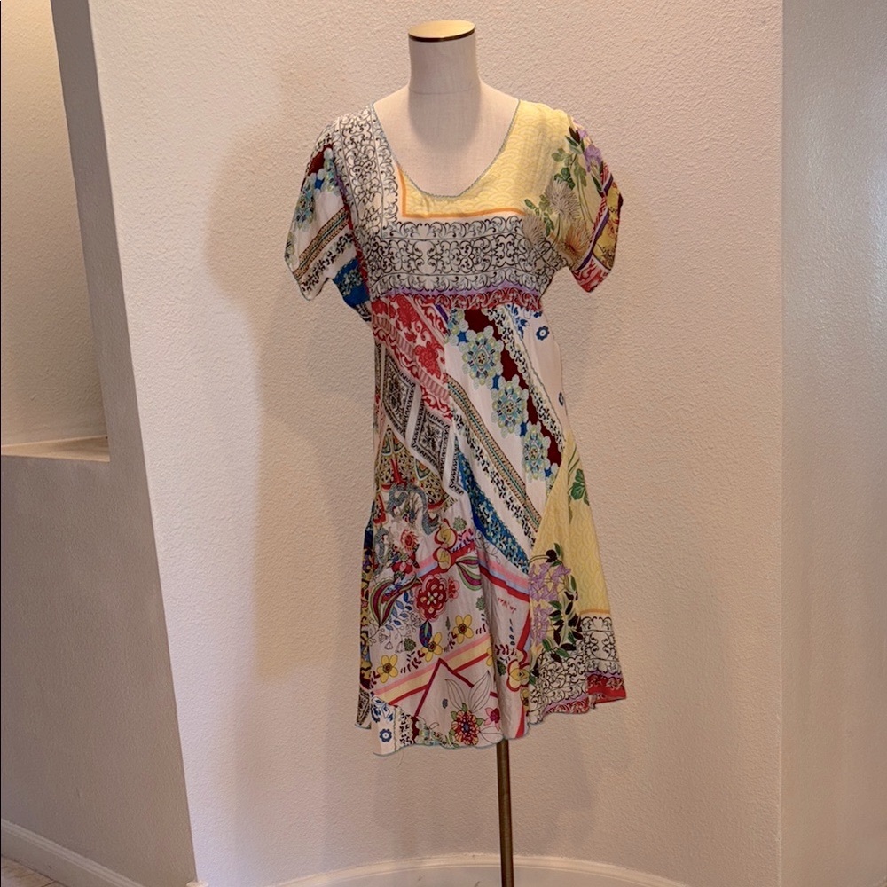 Johnny Was Silk Patchwork Dress M